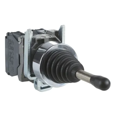 Schneider Joystick Steuerschalter XD4PA12 | 2 Richtungen | 22,5mm | Metall Chrom Frontring | IP66 | 54mm | Schwarz