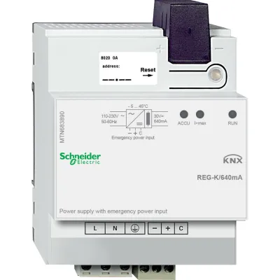 Schneider Electric KNX Spannungsversorgung MTN683890 | Schaltnetzteil REG 4TE | 640mA | LED-Anzeige | Notstromeingang