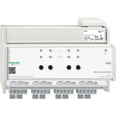 Schneider Electric KNX Universal-Dimmaktor MTN6710-0004 | 4-fach REG | 4x230V/250W | LED kompatibel | 8 TE | IP20