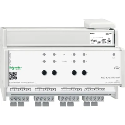 Schneider Electric KNX Universal-Dimmaktor MTN6710-0004 | 4-fach REG | 4x230V/250W | LED kompatibel | 8 TE | IP20