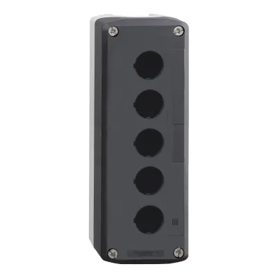 Schneider Leergehäuse XALD05 | Aufputzgehäuse 5-fach | 22,5mm Bohrungen | IP65 | Kunststoff dunkelgrau