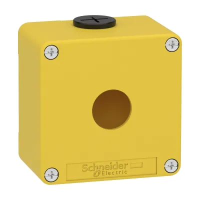 Schneider Electric Leergehäuse XAP XAPK1201 | Gehäuse für Not-Aus/Halt | Metall Zink | 1x22,5mm | IP65/IP67 | gelb