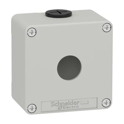 Schneider Electric Leergehäuse XAPD1201 | Metall Aufbaugehäuse | 1x 22,5mm | IP65/IP67 | M20 Kabel | grau