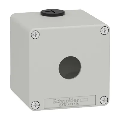 Schneider Electric Gehäuse für Befehlsgeräte XAPD1501 | Leergehäuse Metall | 1x22,5mm | IP65/IP67 | 80x80x77mm | grau