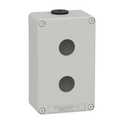 Schneider Electric Leergehäuse XAPD2202 | Gehäuse 2x 22,5mm | Aufbau Zink | IP65/IP67 | 80x130x51,5 mm | grau