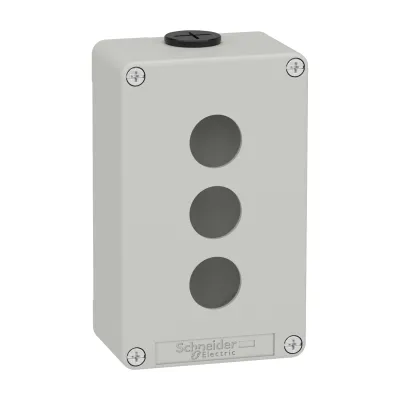 Schneider Electric Gehäuse XAPD2203 | Metall Leergehäuse 3-fach 22,5mm | IP65/IP67 | grau | 80x130x51,5