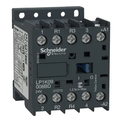 Schneider Electric Leistungsschütz LP1K09008BD | 4 kW | 9A | 24V DC Spule | 2 Schließer 2 Öffner | Schraubanschluss