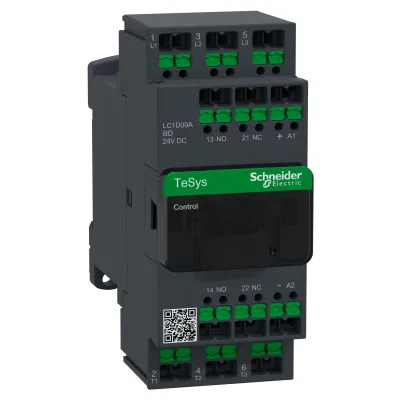 Schneider Electric Leistungsschütz LC1D09ABD | 3-polig 9A 4kW AC-3 | Spule 24V DC | 1S+1Ö Hilfskontakte | SnapIN | TeSys