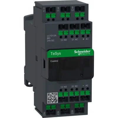 Schneider Electric Leistungsschütz LC1D12ABD | 3-polig 12A 5,5kW | AC-3 400V | Spule 24V DC | 1S+1Ö | SnapIN