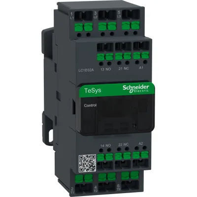 Schneider Electric Leistungsschütz LC1D32AP7 | 3-polig | 15kW | 32A | 230V AC Spule | 1 Schließer + 1 Öffner | SnapIN