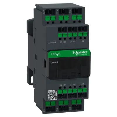 Schneider Electric Leistungsschütz LC1D32AP7 | 3-polig | 15kW | 32A | 230V AC Spule | 1 Schließer + 1 Öffner | SnapIN