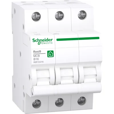 Schneider Electric Leitungsschutzschalter R9F23316 | 3-polig | B-Charakteristik | 16A | 400V | 6kA | Resi9 | IP20