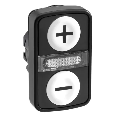 Schneider Electric Leucht-Doppeldrucktaster ZB5AW7A1715 | 2-fach | beleuchtet | flach | Front weiß | Ø22,5mm | IP66