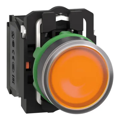 Schneider Electric Leuchtdrucktaster XB5AW35M5 | 22,5mm | LED 230V | 1S/1Ö | IP66 | flach | Schraubanschluss | orange