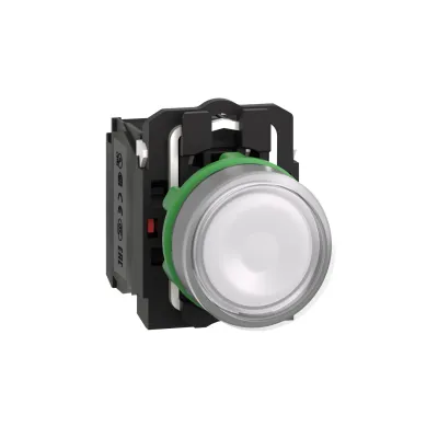 Schneider Electric Leuchtdrucktaster XB5AW31B5 | 22,5mm | LED 24V AC/DC | 1Ö/1S | flach | IP66 | Kunststoff | weiß