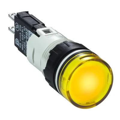 Schneider Electric Leuchtmelder XB6AV5BB | LED gelb | 16mm rund | Flachsteckanschluss | IP65/IP67 | Kunststoff schwarz