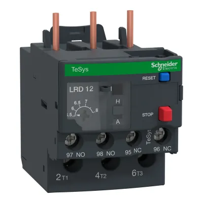Schneider Electric LRD12 Motorschutzrelais | 3-polig | 5,5-8A | CLASS 10 | Schraubanschluss | temperaturkompensiert