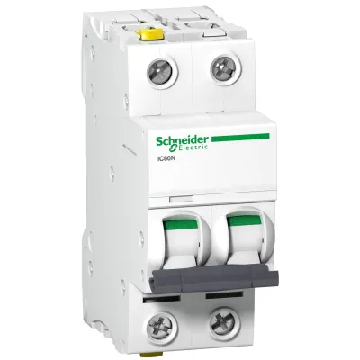 Schneider Leitungsschutzschalter iC60N A9F04202 | 2-polig | C-Charakteristik | 2A | 400V AC | 6kA | Hutschiene | IP20