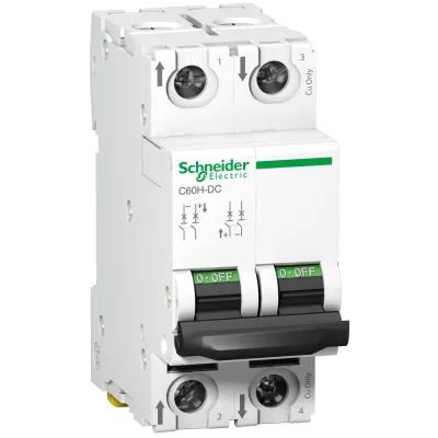 Schneider Electric Leitungsschutzschalter A9N61526 | C60H-DC | 2-polig | 6A | C-Charakteristik | DC | Hutschiene | Weiß