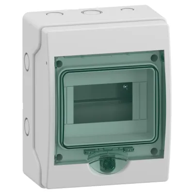 Schneider Electric Mini-Kleinverteiler 13442 | 6TE IP65 | Aufputz | 1-reihig | DIN-Schiene | Kunststoff | grau RAL7035