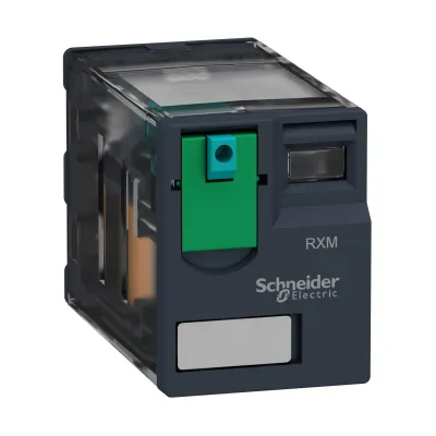 Schneider Electric Miniaturrelais RXM4AB1BD | Schaltrelais 4 Wechsler 6A | 24V DC | Steckanschluss | 21x27x55mm | IP40