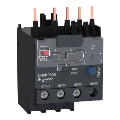 Schneider Electric Motorschutzrelais LR2K0308 | Überlastrelais 1,8-2,6A | 1 Schließer 1 Öffner | Klasse 10A | Hutschiene