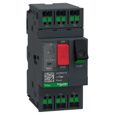 Schneider Electric Motorschutzschalter GV2ME01A | 3-polig | 0,1-0,16A | thermomagnetisch | 690V | SnapIN | IP20