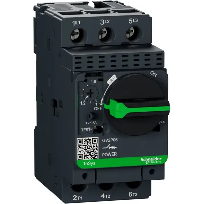 Schneider Electric Motorschutzschalter GV2P06 | 3-polig | 1–1,6A | thermisch-magnetisch | 690V | Hutschiene | grau