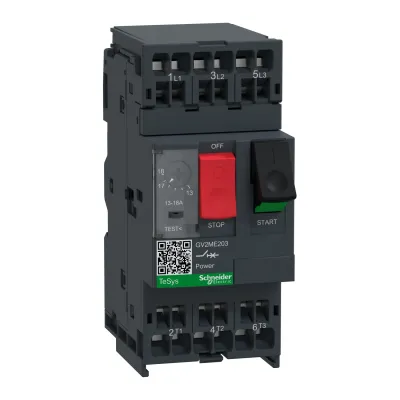 Schneider Electric Motorschutzschalter GV2ME203 | 3-polig | 13-18A | 7,5 kW | 690V | Federzuganschluss | Kunststoff