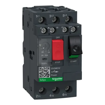 Schneider Electric Motorschutzschalter GV2ME32AE11 | 3-polig 24-32A | 690V | thermomagnetisch | Hilfsschalter integriert