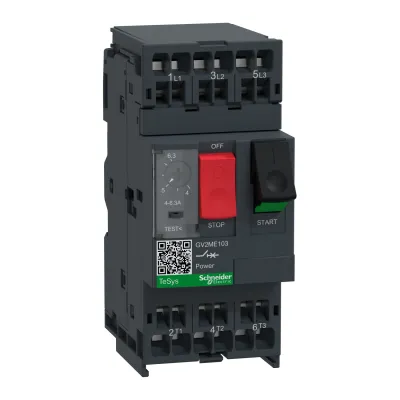 Schneider Electric Motorschutzschalter GV2ME103 | 3-polig | 4-6,3A | 690V | 2,2kW | Federzuganschluss | IP00