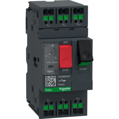 Schneider Electric Motorschutzschalter GV2ME02A | 3-polig | 0,16–0,25A | 690V | thermomagnetisch | SnapIN Klemme | IP20