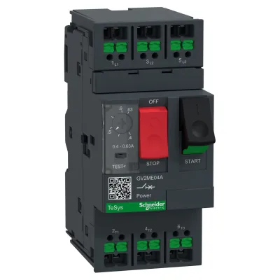 Schneider Electric Motorschutzschalter GV2ME04A | 3-polig | 0,4-0,63A | 0,18 kW | thermomagnetisch | SnapIN | IP20