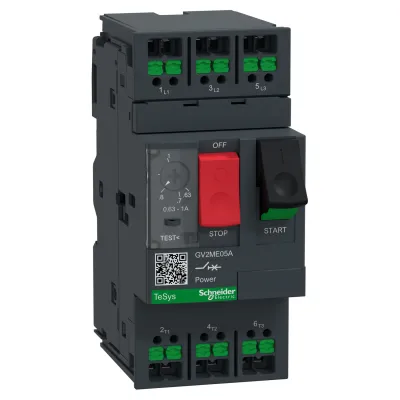 Schneider Electric Motorschutzschalter GV2ME05A | 3-polig | 0,63-1A | 230-690V | thermomagnetisch | SnapIN | IP20
