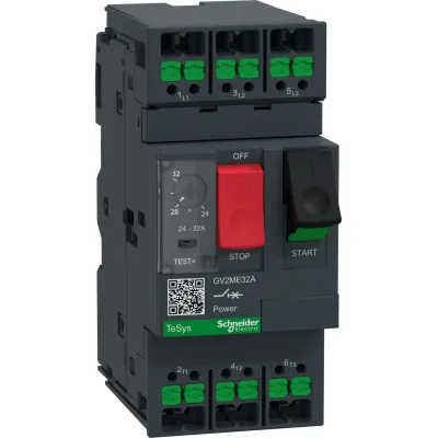 Schneider Electric Motorschutzschalter GV2ME32A | 3-polig | 24-32A | 15kW | SnapIN Anschluss | thermomagnetisch | IP20