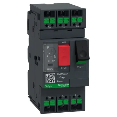 Schneider Electric Motorschutzschalter GV2ME32A | 3-polig | 24-32A | 15kW | SnapIN Anschluss | thermomagnetisch | IP20