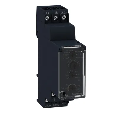 Schneider Electric Zeitrelais RE22R2MMU | Multifunktion | 10 Zeitfunktionen | 24-240V AC/DC | 2 Wechsler | Hutschiene
