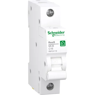 Schneider Electric Leitungsschutzschalter R9F24116 Resi9 | 1-polig | 16A | C | 6kA | 230V | IP20 | weiß