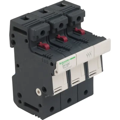 Schneider Electric Sicherungshalter DF143C | 3-polig 50A | für 14x51mm Sicherungen | Hutschiene | 690V AC | BISS Basic