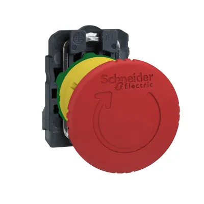 Schneider Electric Not-Aus-Taster XB5AS8446 | Pilzdrucktaster | 22mm | IP66 | Dreh-Entriegelung | 1 Öffner