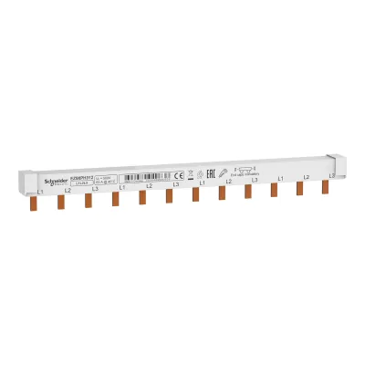 Schneider Electric Phasenschiene EZ9XPH312 | 3-polig | 12 Module | 63A | 220mm | Stift | isoliert | grau