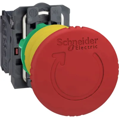 Schneider Electric Not-Aus-Taster XB5AS8444 | Drehentriegelung | 2 Öffner | IP66 | Kunststoff | 22,5 mm | Rot
