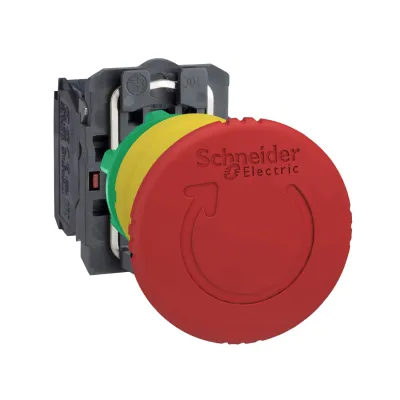 Schneider Electric Not-Aus-Taster XB5AS8444 | Drehentriegelung | 2 Öffner | IP66 | Kunststoff | 22,5 mm | Rot