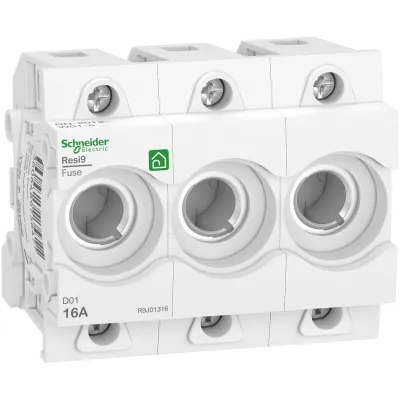 Schneider Electric Neozed Sicherungssockel R9J01316 | 3-polig D01 | 16A 400V | DIN-Schiene | feuerfest