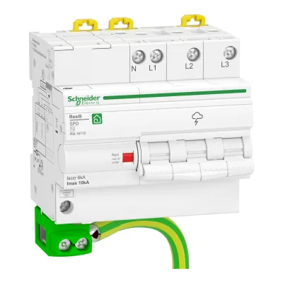 Schneider Electric Überspannungsableiter R9L16710 | Typ 2 | 3-polig+N | 10kA | 230/400V AC | TT/TN-S | 5TE | Hutschiene