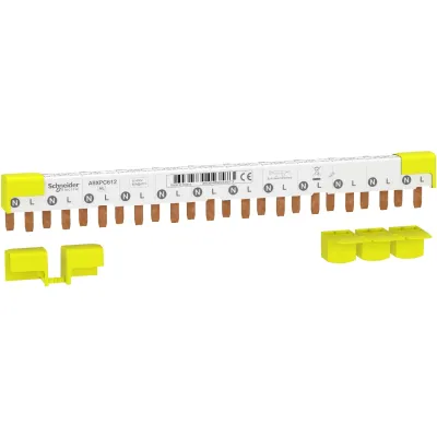 Schneider Electric Phasenschiene A9XPC612 | Acti9 Stift 1-polig+N 9mm | 80A | 12 Module | 272mm | zuschneidbar | weiß