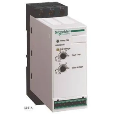 Schneider Electric Sanftstarter ATS01N112FT | 12A | 5,5kW | 400V | 3-phasig | integrierter Bypass | Schwarz
