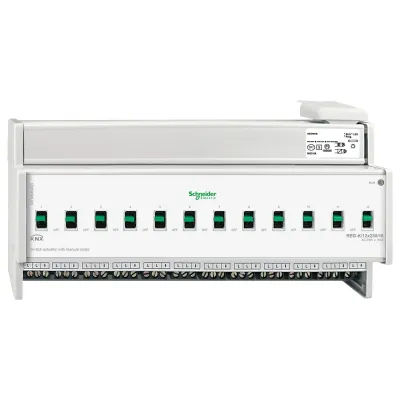 Schneider Electric Schaltaktor MTN648493 | KNX REG 12-fach 16A 3600W | für C-Last | Handbetätigung | 12TE | lichtgrau