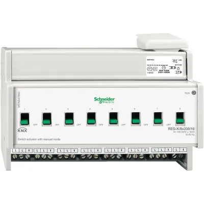 Schneider Electric Schaltaktor MTN647893 | KNX REG 8-fach 16A 3600W | Handbetätigung | C-Last | IP20 | lichtgrau