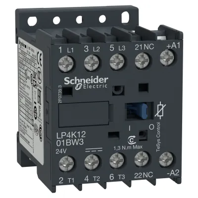 Schneider Electric Leistungsschütz LP4K1201BW3 | 3-polig 12A 24V DC | 5,5kW AC-3 | 1 Öffner | Schraubanschluss